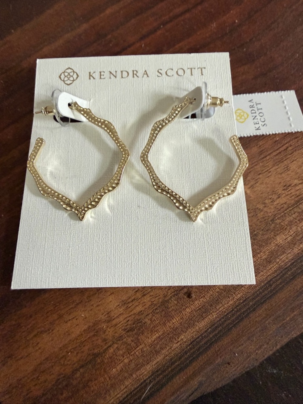 Kendra Scott Gold Hammered Wave Hoop Earrings